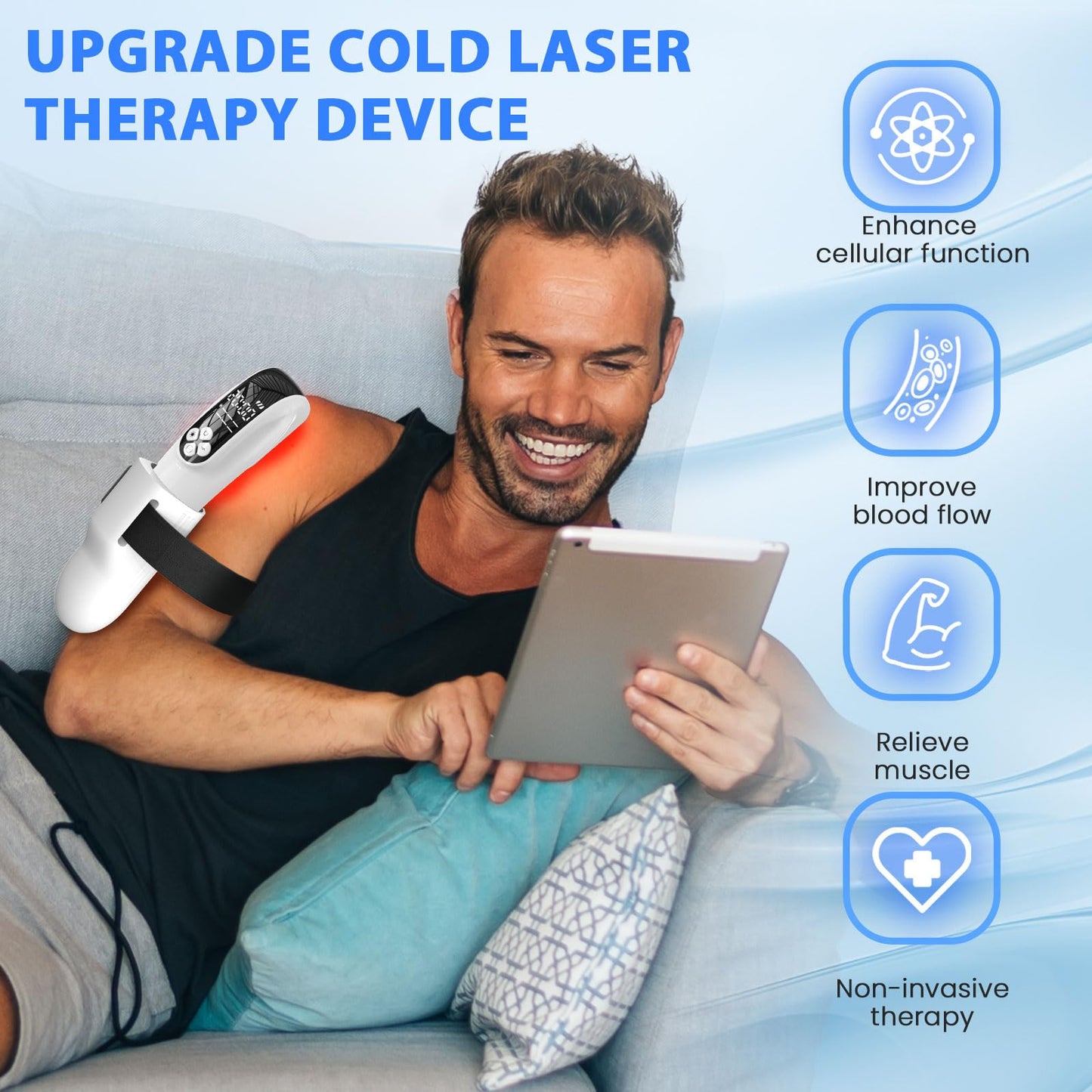Upgrade Cold Laser Therapy Device, 2-in-1 Laser Therapy Device (4x808nm +12X650nm), Red&Infrared Light Therapy for Deep Tissue, Joint and Muscle Care Fast Recovery-White - Medaid International