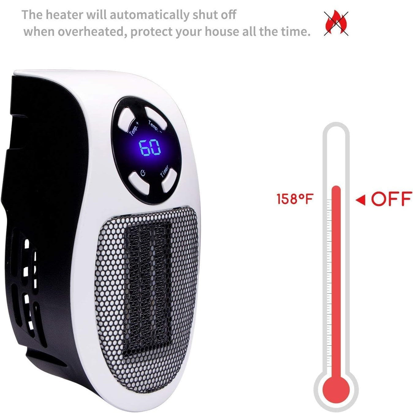 Wall Space Heater 450W Remote Portable Electric Heate