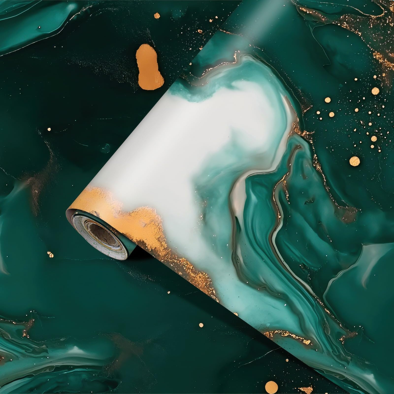 HOMETITUTE Green Gold Marble Wallpaper Gem Green Marble Contact Paper Vinyl Self-Adhesive Removable Counter Peel and Stick Wall Paper for Refurbishment Wall Countertop Cabinets Furniture 15.7"x39.4" - Medaid International