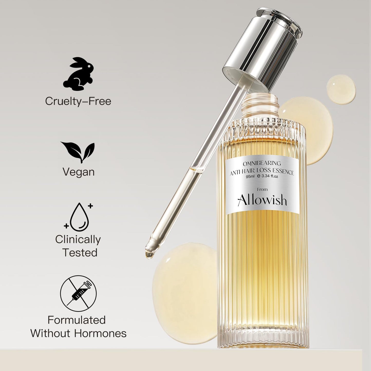 ALLOWISH Hair Growth Serum 95 ml - Rosemary Hair Thickening Serum with Biotin, Caffeine for Hair Thinning & Shedding – Promotes Healthy Scalp, Fuller, Nourish, Strengthens Roots - Medaid International