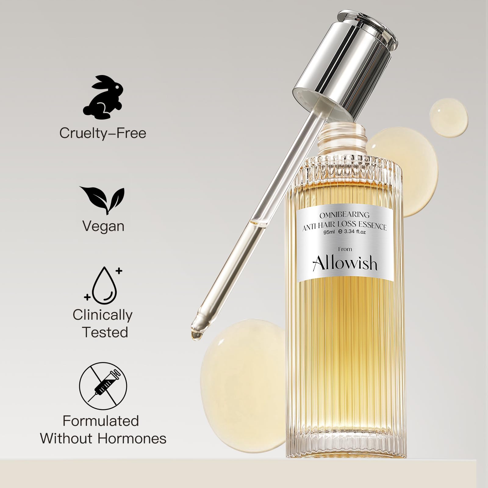 ALLOWISH Hair Growth Serum 95 ml - Rosemary Hair Thickening Serum with Biotin, Caffeine for Hair Thinning & Shedding – Promotes Healthy Scalp, Fuller, Nourish, Strengthens Roots - Medaid International