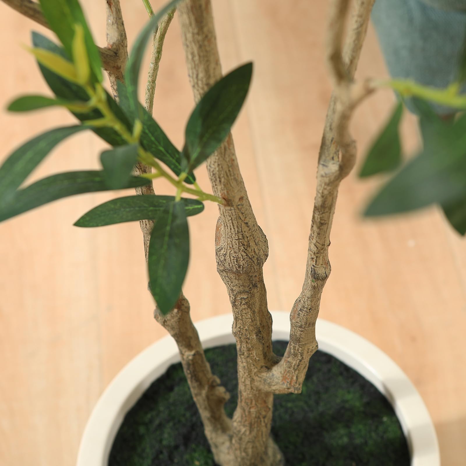 LOMANTO Artificial Olive Trees, 6 ft Tall Fake Olive Trees for Indoor, Faux Olive Silk Tree, Large Olive Plants with White Planter for Home Decor and Housewarming Gift, 1 Pack - Medaid International
