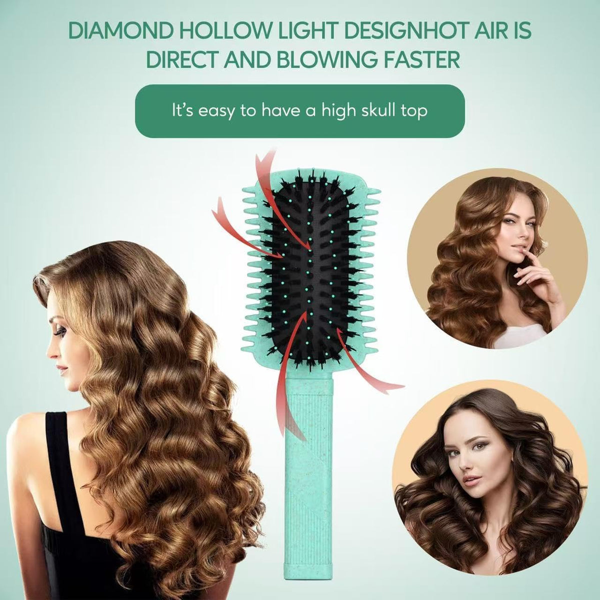 KASTWAVE Curl Defining Brush, Vented Hair Brush for Detangling, Volume Curl Defining Brush for Effortlessly Detangling Shaping and Styling, Enhances Curls Definition & Separation, Green