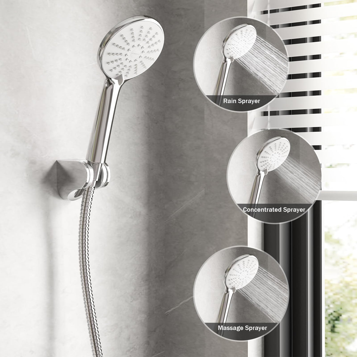 JOMOO Bath Shower Mixer and Shower Head Set, Single Lever Bathroom Sink Taps with Shower Head Kit, Wall Mounted Shower Faucet Shower Mixer Valve Control Switch Bath Tap, Chrome