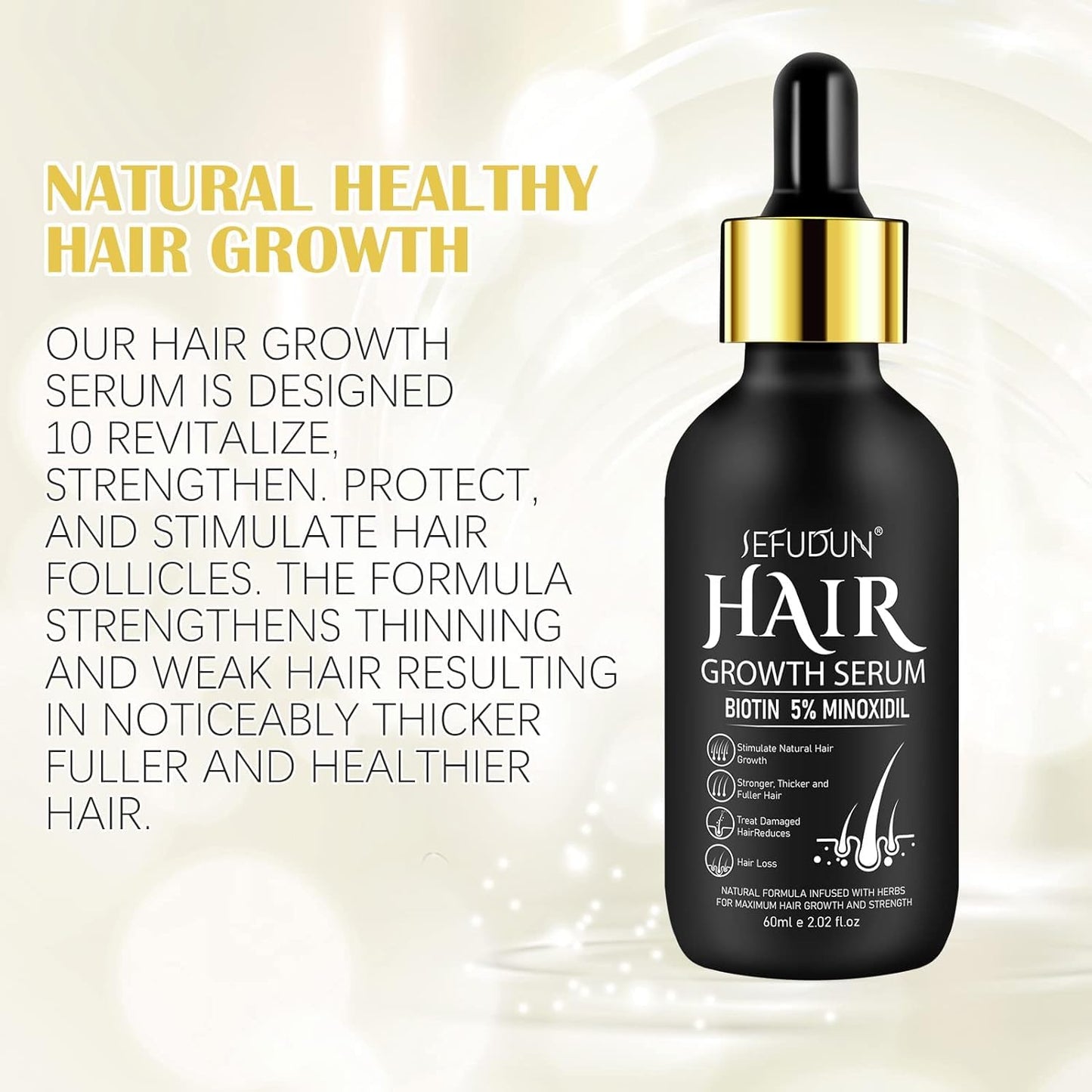 5% Minoxidil for Men and Women Hair Growth Oil, Minoxidil Hair Growth Serum Infused with Biotin for Hair Regrowth Treatment, Scalp Hair Loss Hair Thinning, Natural Hair Growth 2.02 oz - Medaid International