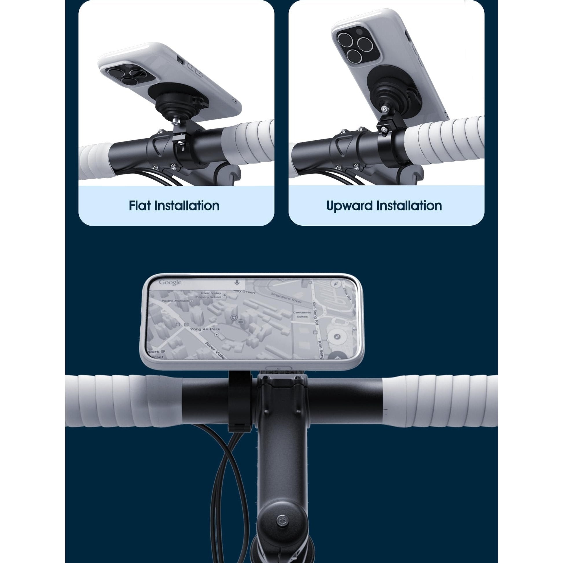 sincetop Bike/Motorcycle Phone Mount - Series Q [ Quad ] - Quick Lock & Release - Aluminum Bicycle Handlebar Phone Holder - Compatible with Mountain/Road/Electric Bikes, and Scooters - Medaid International