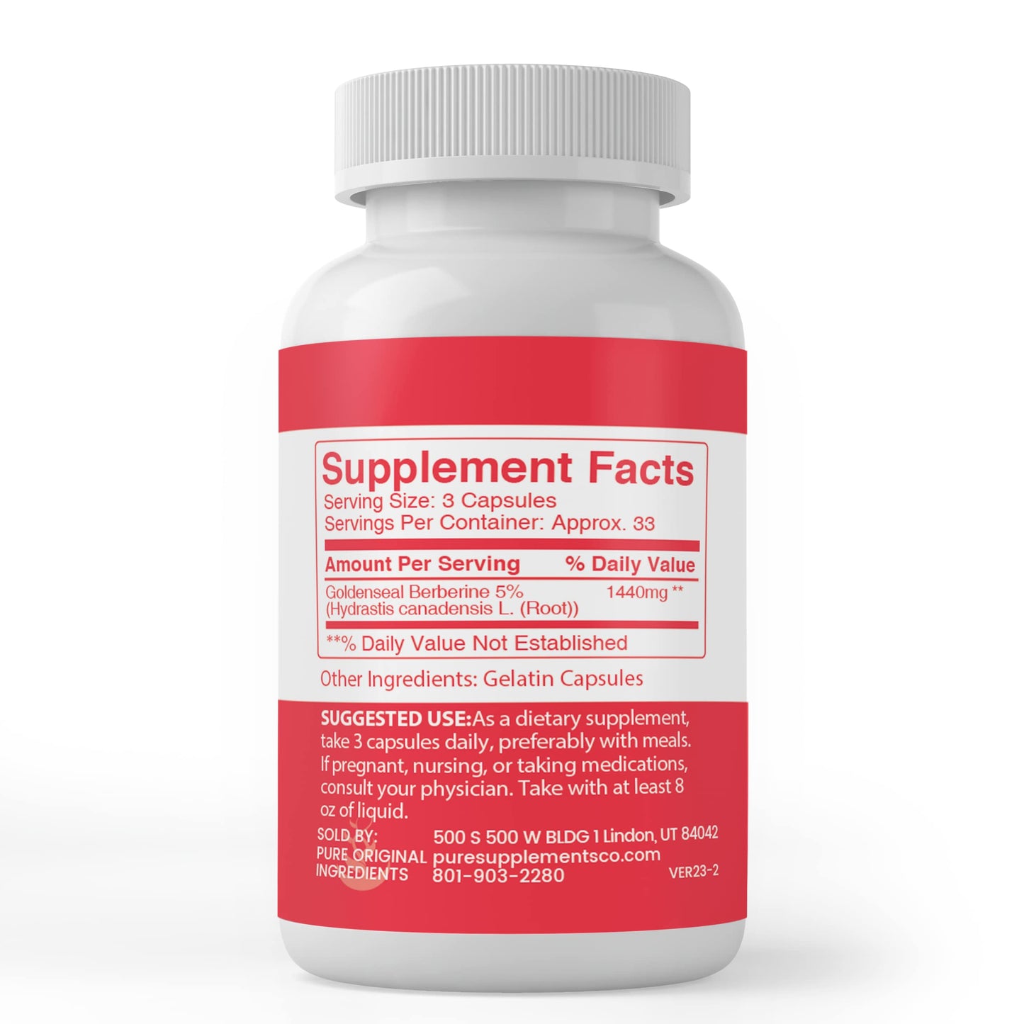 Pure Original Ingredients Berberine, (100 Capsules) Always Pure, No Additives Or Fillers, Lab Verified - Medaid International