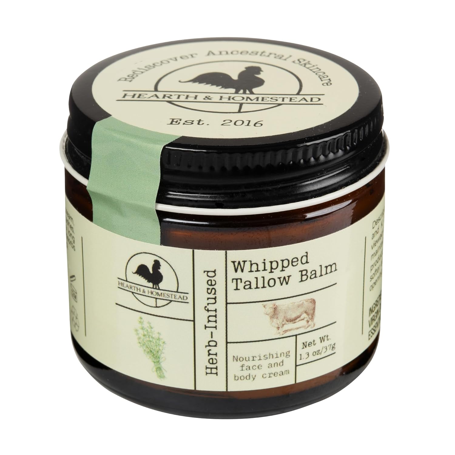 Handmade Whipped Tallow Balm (Unscented/Herb-Infused) - Organic Body Butter with Infused Olive Oil, for Eczema, Rosacea, Baby - 1.3 oz - Medaid International