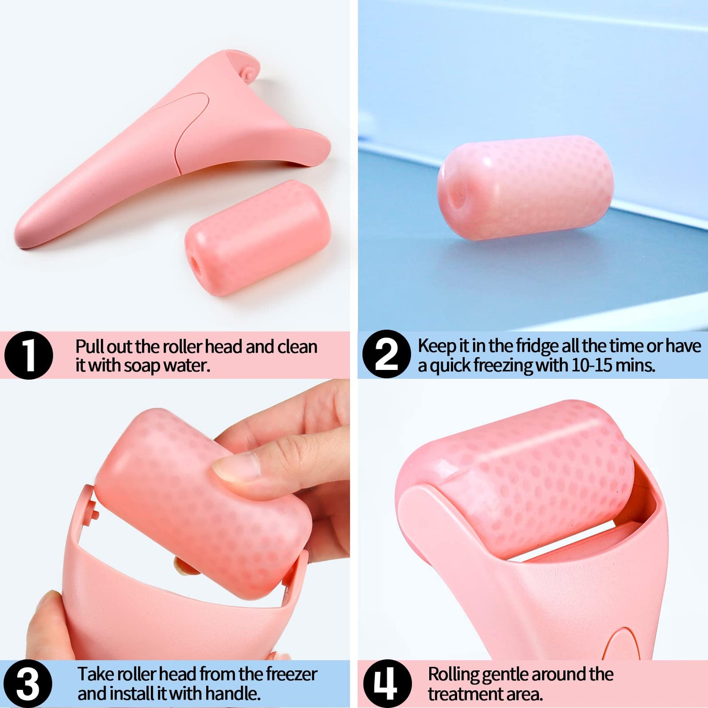 Teenitor Pink Ice Roller for Face, Ice Face Roller, Eye Roller for Puffy Eyes, Facial Roller Spa Self Care Tools for Women - Medaid International