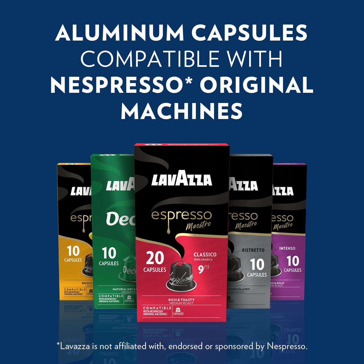 Lavazza Espresso Variety Pack of Aluminum Capsules Compatible with Nespresso* Original Machines, Contains Light, Medium, and Dark Espresso Roast (60 Capsules)