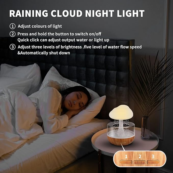 Rgb Raining Humidifier Rain Cloud - Medaid International