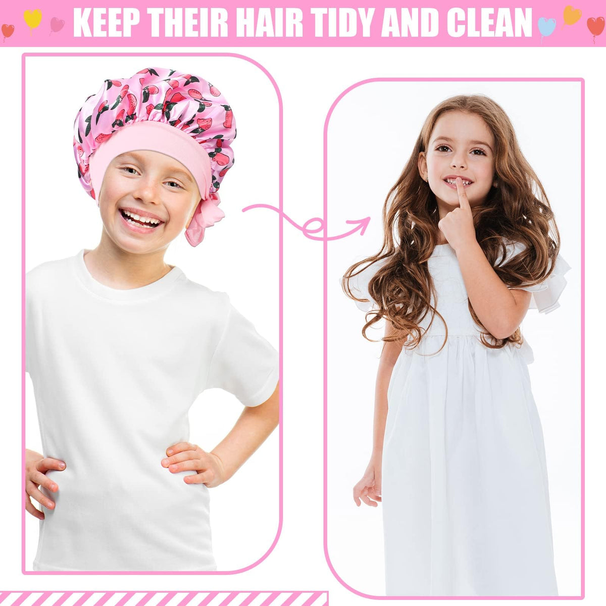 TERRIFI Kids Satin Night Cap, Soft Satin Baby Sleep Cap, Adjustable Silk Hair Cap for Girls & Boys, 5 Pcs for 1-8 Years Old