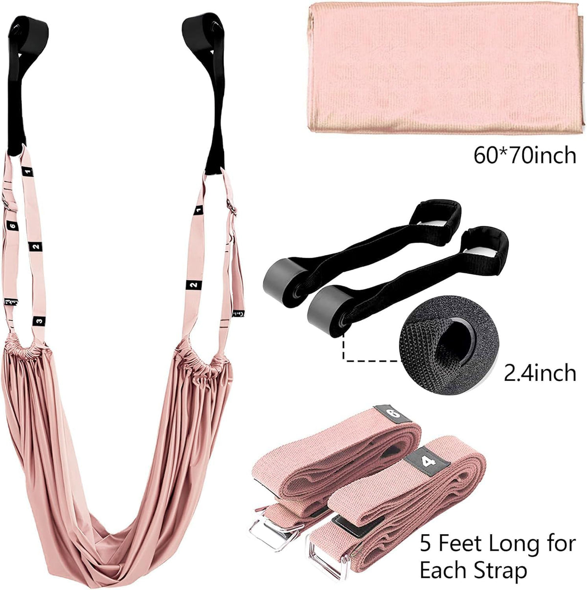 KASTWAVE Leg Stretcher Strap with Door Anchor, Yoga Stretching Rope for Backbend Training, Flexibility Equipment for Fitness Gymnastics Dance and Aerial Ballet, Pink