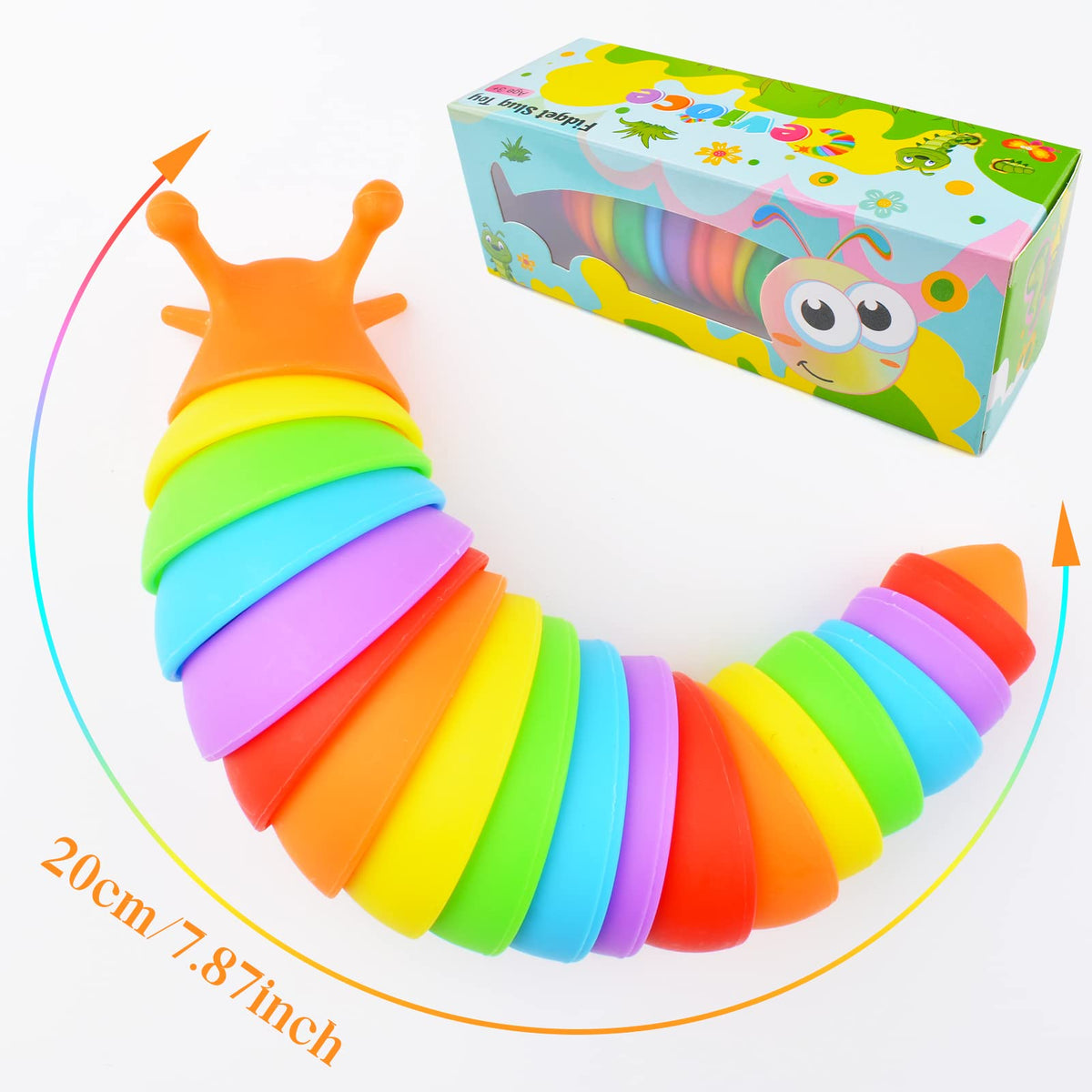 Cevioce Fidget Slug Toy, Sensory Slug Fidget Toy for Kids & Adults, 1Pc Cute 3D Articulated Stim Toy - Can Be Spliced, Safe｜Exercise Wrist Strength & Stress Relief, Great Gift for ADHD Autism