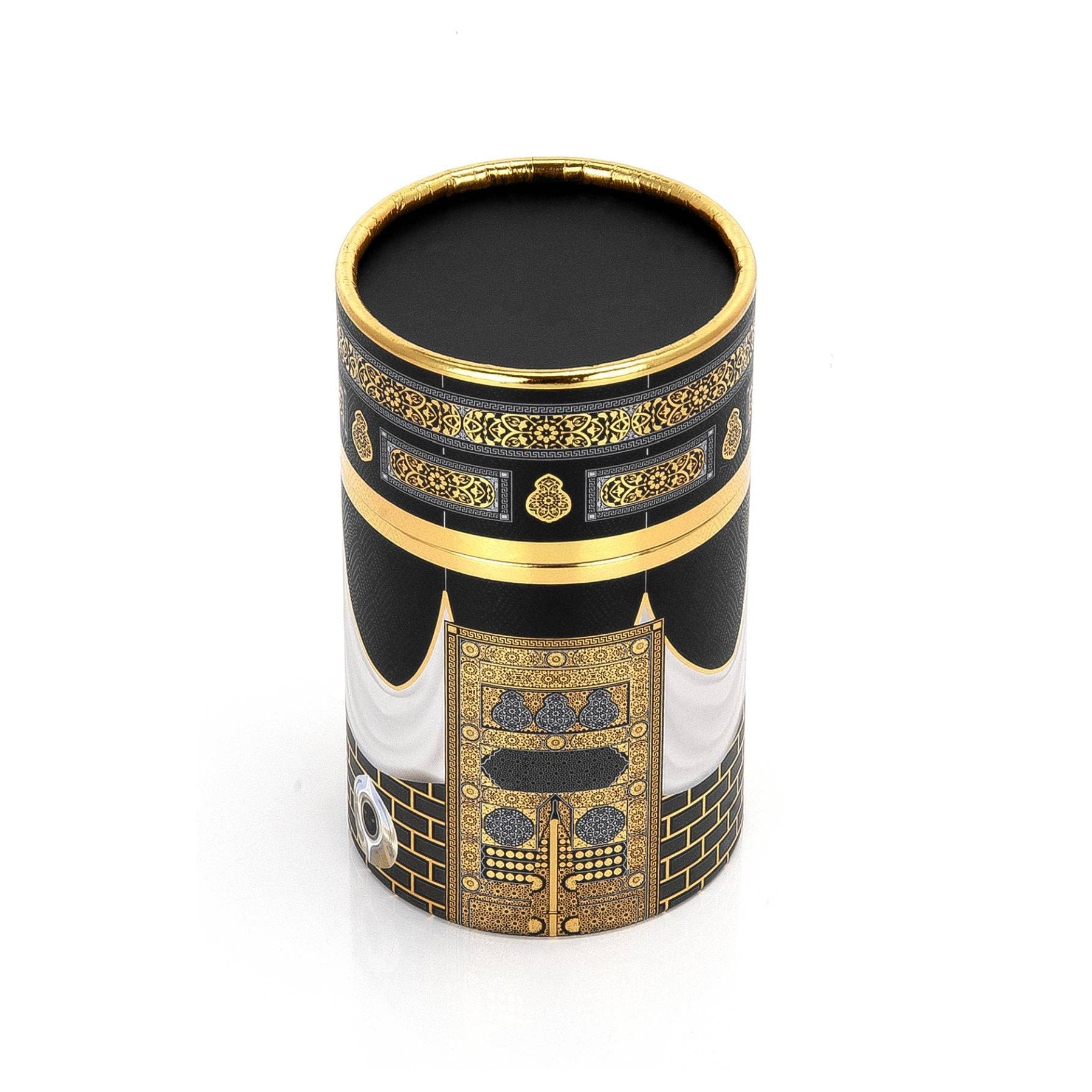 ihvan online Muslim Soft Prayer Rug, Carpet Mat and Prayer Beads with Elegant Design Cylinder Gift Box Set, Janamaz, Sajadah, Islamic, Taffeta Fabric, Black / Mod2 - Medaid International