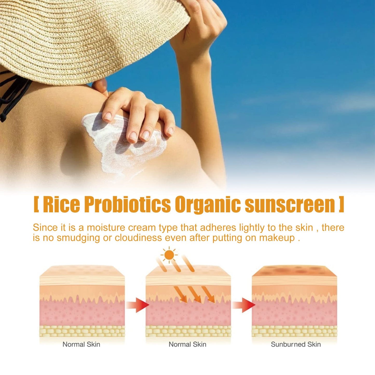 Hotiary Organic Face Sunscreen, Rice & Probiotics Sunscreen SPF 50, Sunblock Sun Cream SPF 50 Lotion Cream Medium Sun Protection Immediate UVA/UVB Protection PA++++ for Face Body, Water Resistant - Medaid International