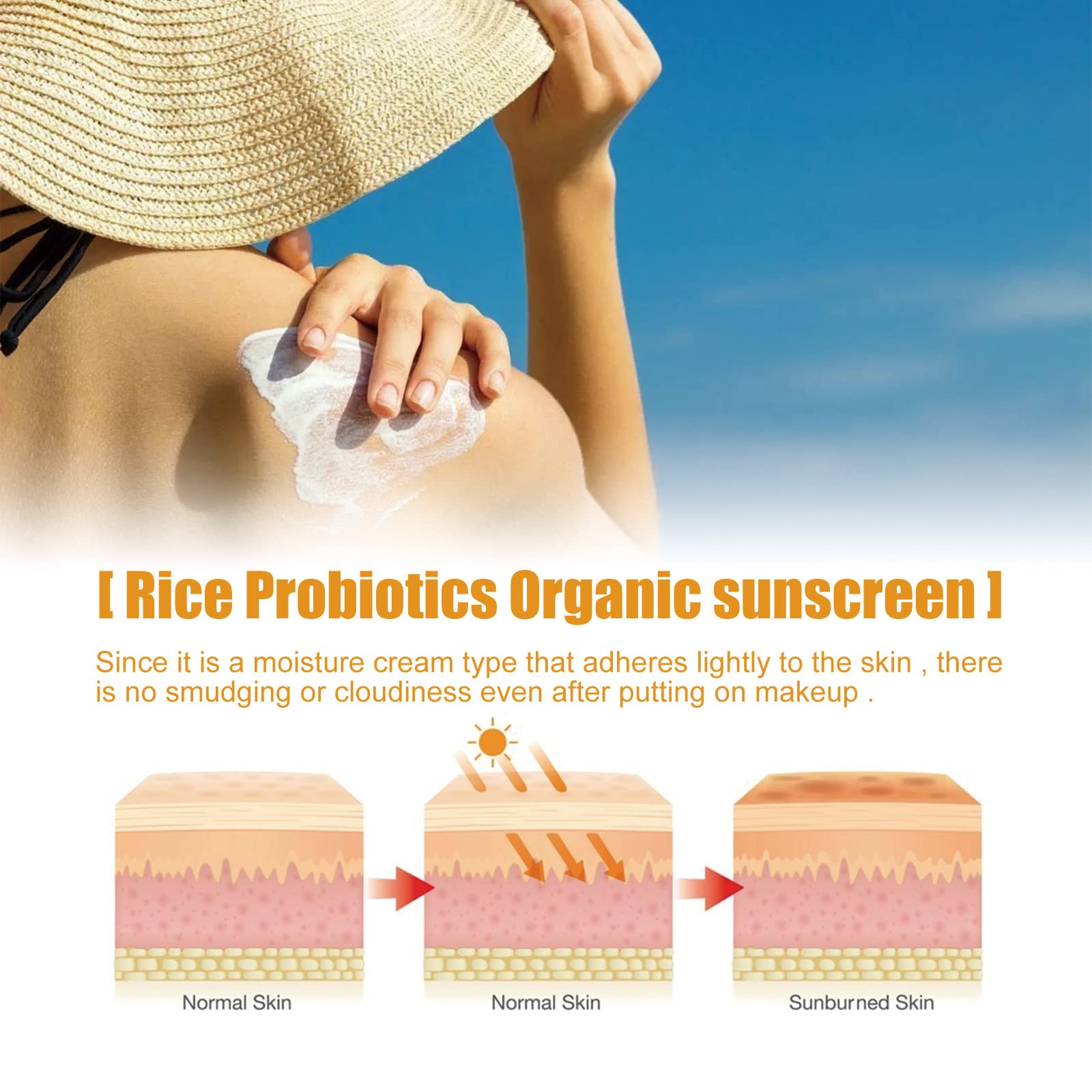 Hotiary Organic Face Sunscreen, Rice & Probiotics Sunscreen SPF 50, Sunblock Sun Cream SPF 50 Lotion Cream Medium Sun Protection Immediate UVA/UVB Protection PA++++ for Face Body, Water Resistant - Medaid International
