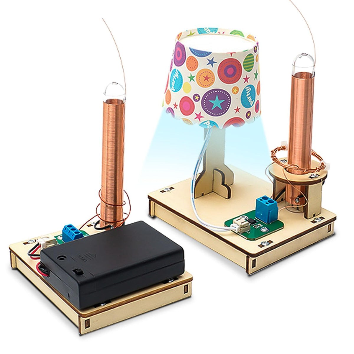 KASTWAVE Science Experiment Kits for Kids, 2 in 1 Wooden STEM Kits for Learn Wireless Transmission of Electricity, DIY Educational Science Building Sets Crafts for Boys and Girls 8-13 Year Old