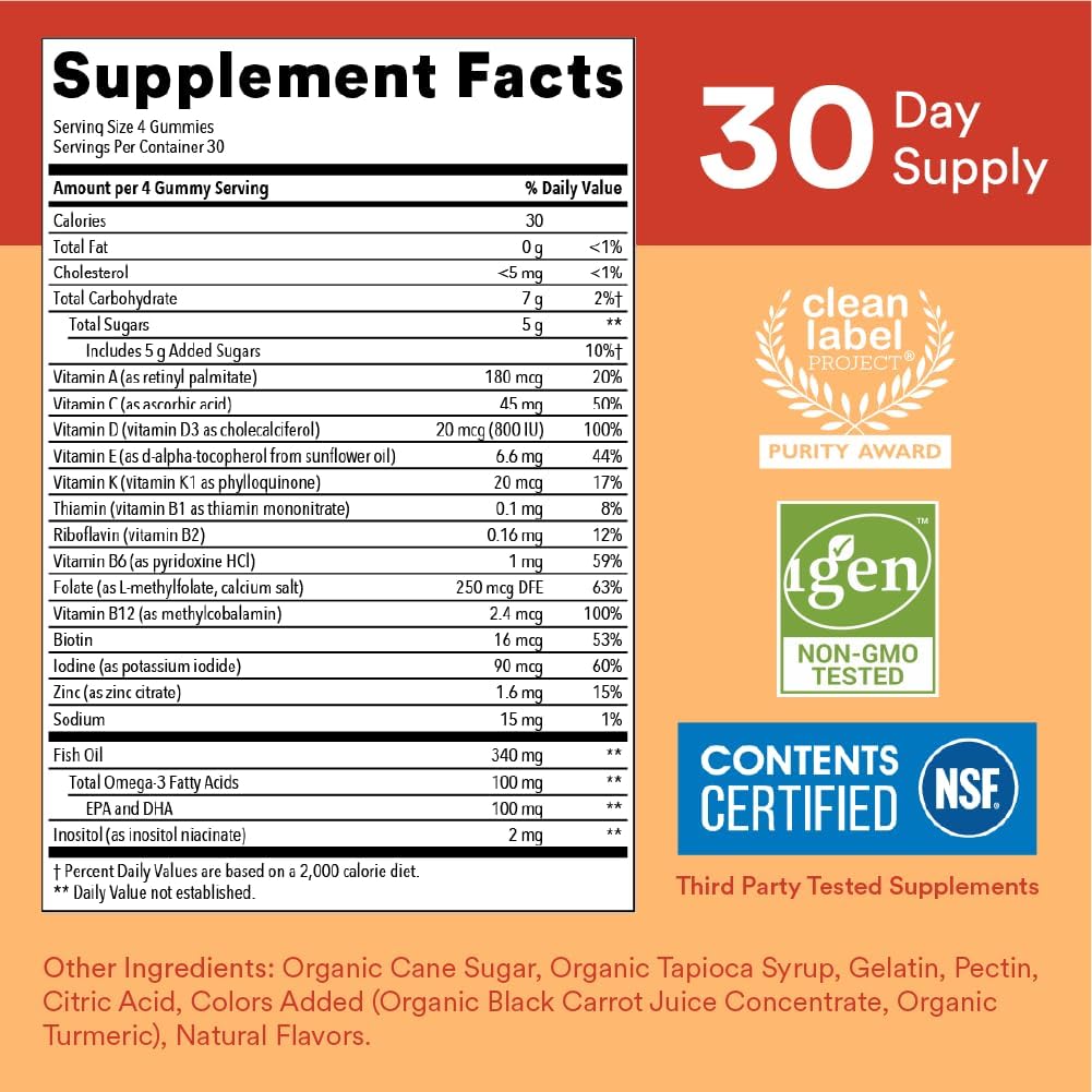 SmartyPants Kids Multivitamin Gummies: Omega 3 Fish Oil (EPA/DHA), Vitamin D3, C, Vitamin B12, B6, Vitamin A, K & Zinc - 120 Count (30 Day Supply) - Medaid International