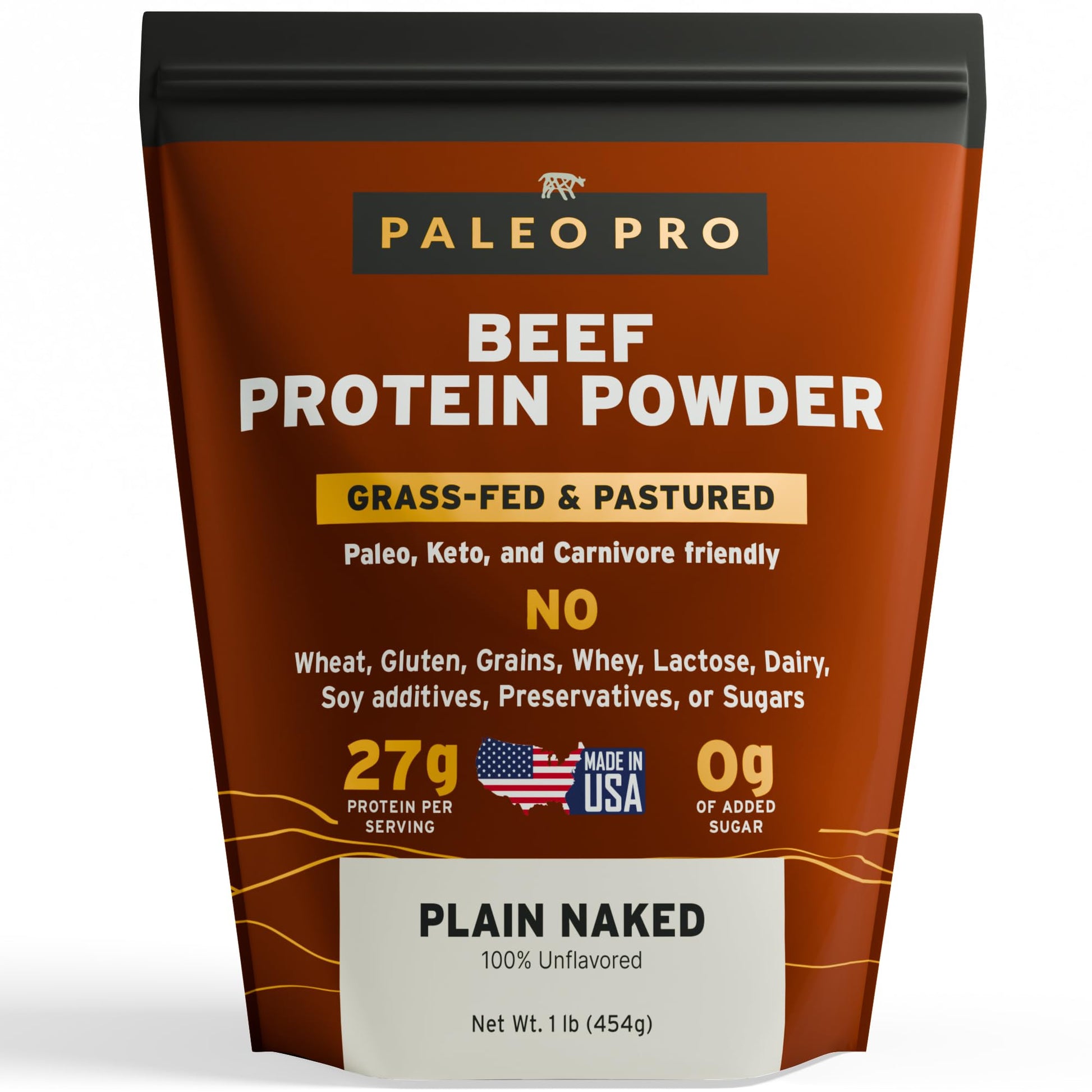 PaleoPro Protein Powder Grass-Fed, Pastured, Cage-Free Protein | Gluten & Dairy Free. No Sugar, Soy, Grains or Net Carbs | Paleo & Keto Friendly - 15 Servings (16 oz, Plain) - Medaid International