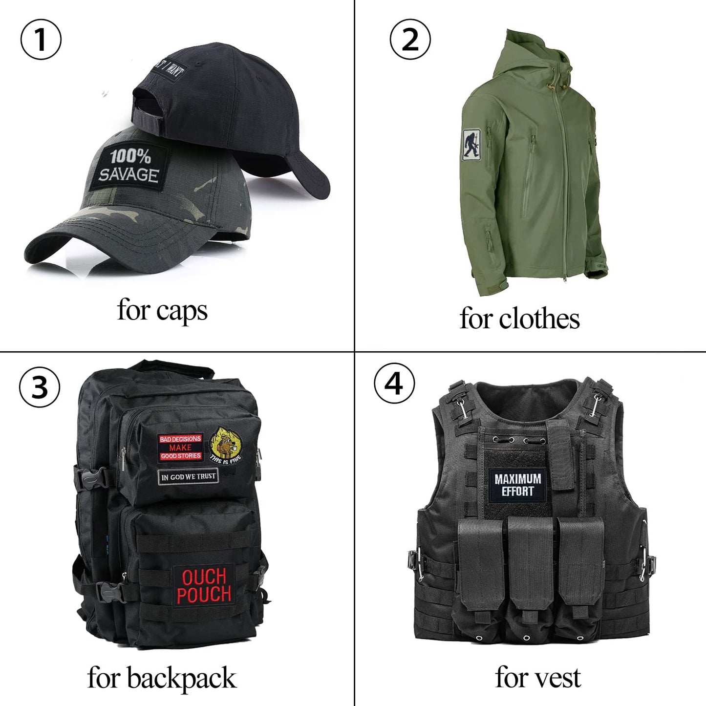 Gleihow 20 Pieces Random Funny Tactical Morale Patch Full Embroidery Military Loop and Hook Patches for Caps Backpacks Vest Harness Military Uniforms - Medaid International