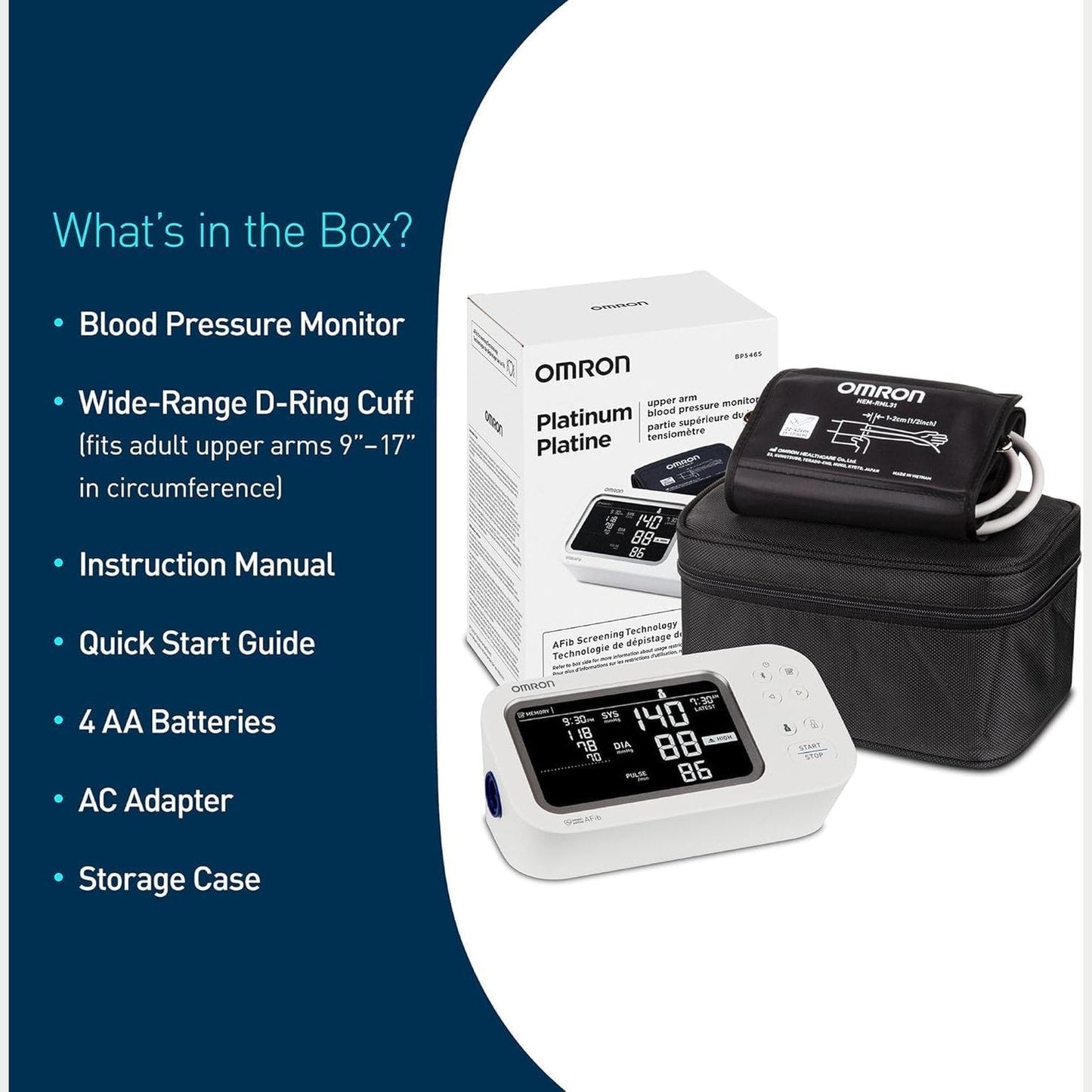 OMRON Platinum Blood Pressure Monitor for Home Use & Upper Arm Blood Pressure Cuff - #1 Doctor & Pharmacist Recommended Brand - Clinically Validated - AFib Detection - Connect App