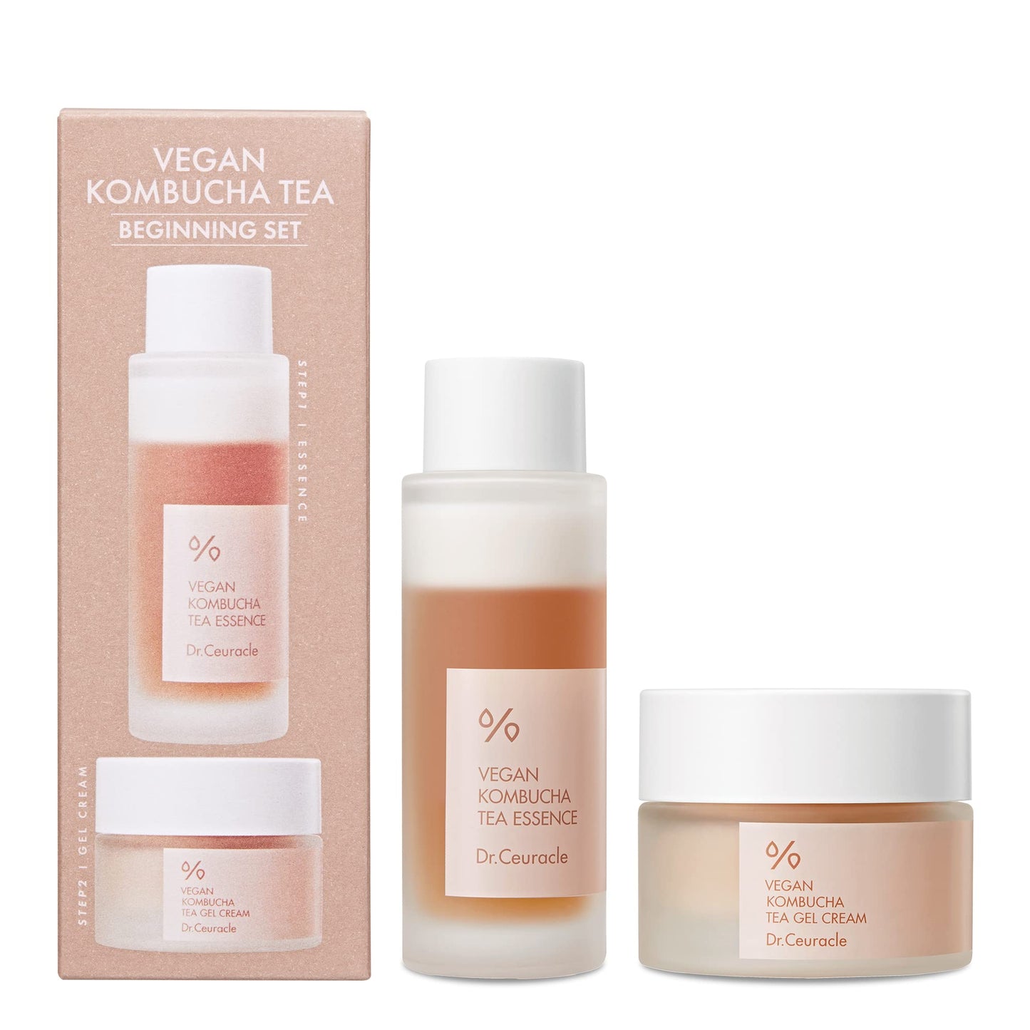 Dr.Ceuracle Vegan Kombucha Tea Beginning Set - Korean Skincare Set for Stocking Stuffers, Travel & Business Trip, Mini Size Essentials included Essence, Gel Cream - Medaid International
