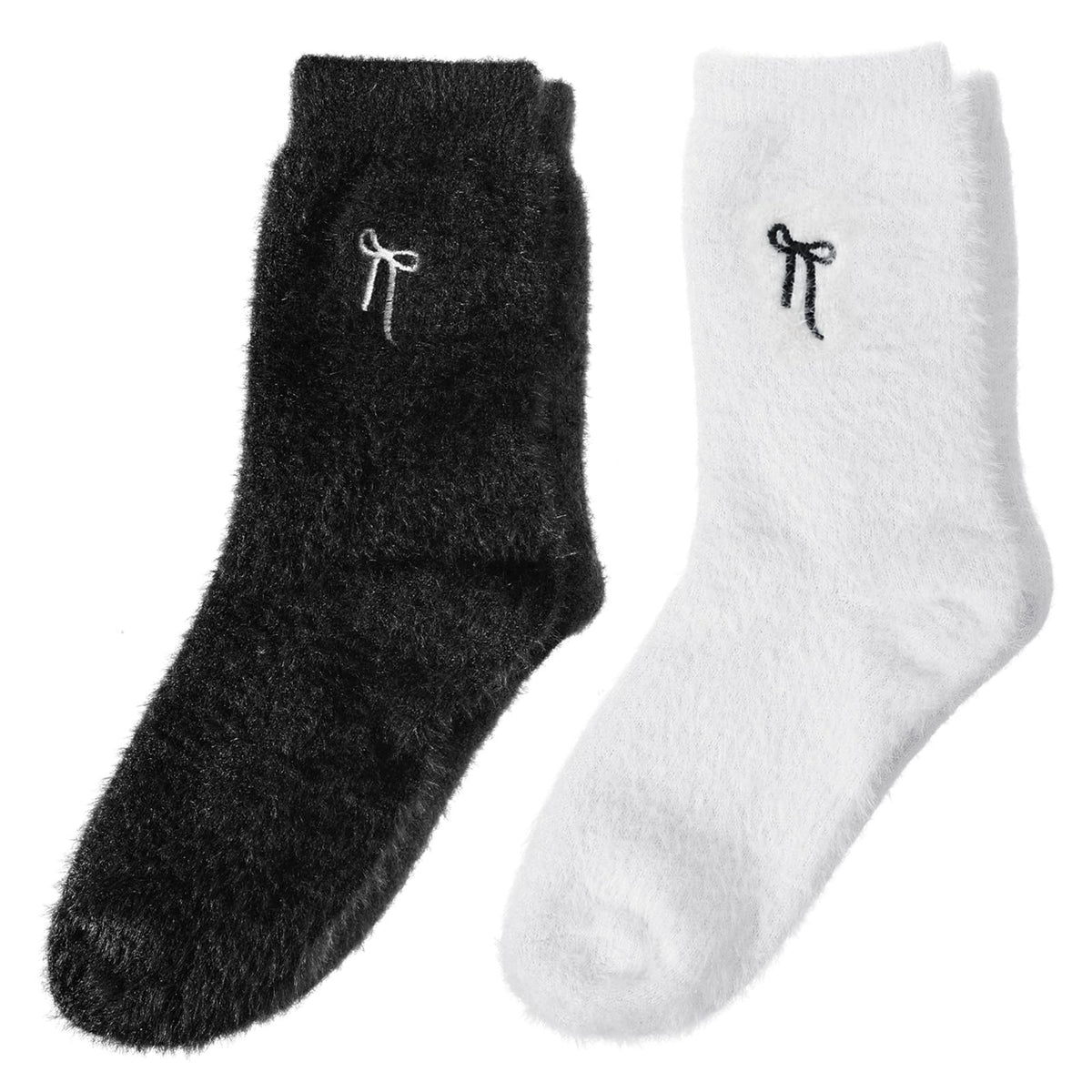 Women Fuzzy Socks, 2 Pairs, Plush Polyester, US Shoe Size 5-10