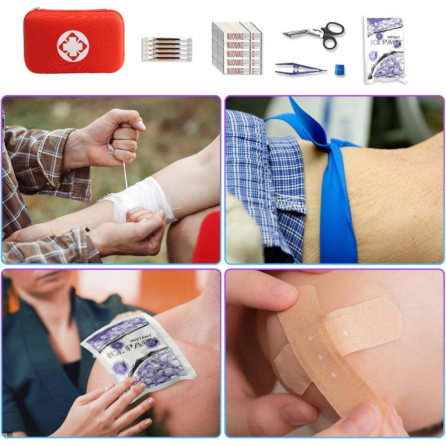 Car First Aid Kits 275Pcs Survival Gear Home Travel Size Small Emergency Kit Tactical Hiking EVA Camping Essentials Backpack Sports Office Boat Urgent Accident