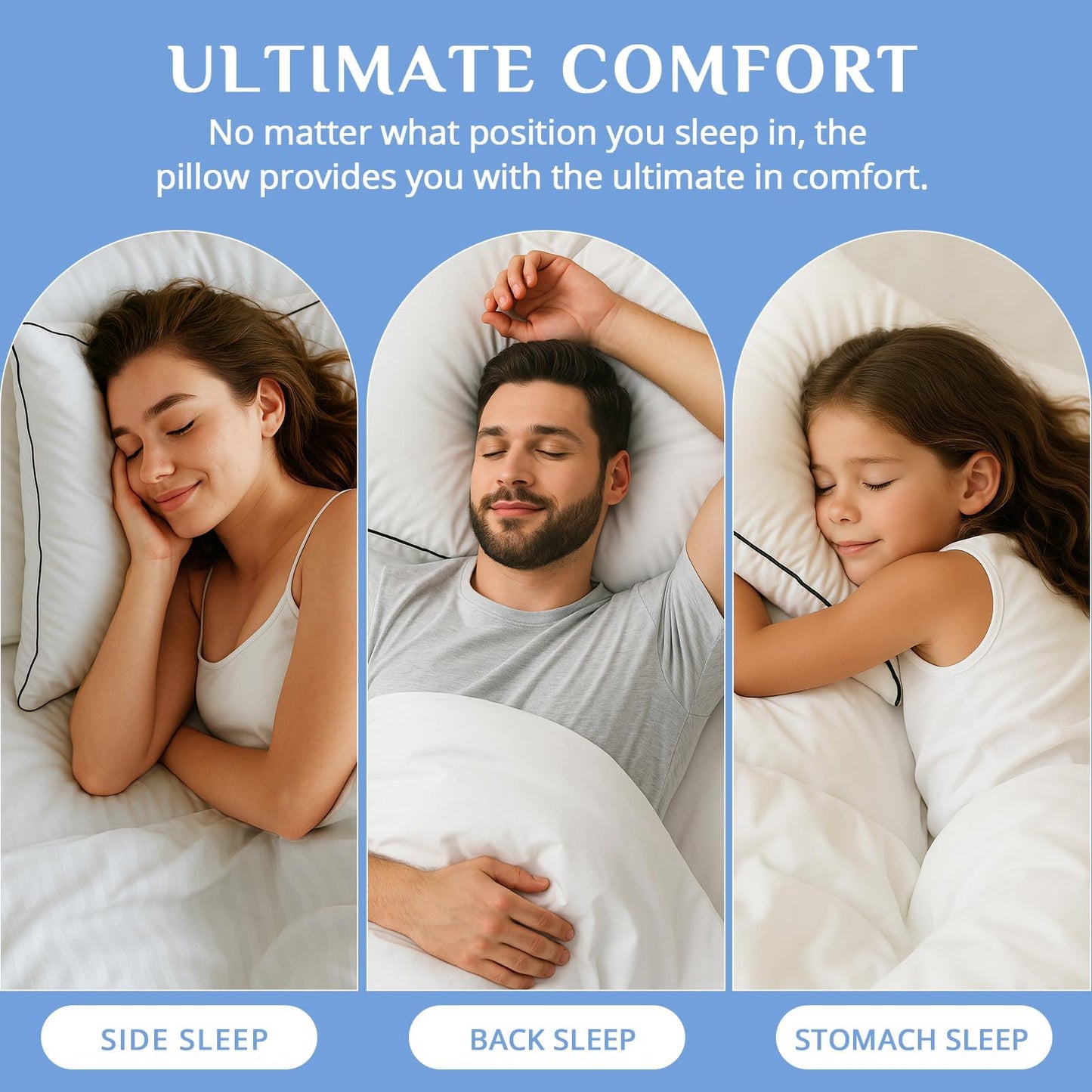 JOLLYVOGUE Queen Size Bed Pillow 1-Pack?Single Pillow for Sleeping, Breathable and Supportive with Down Alternative Fill, Hotel Collection Pillow for Side, Back, and Stomach Sleepers - Medaid International