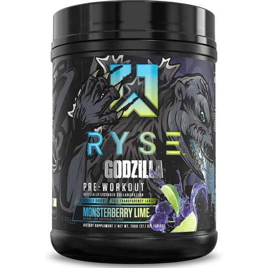 RYSE Godzilla X Noel Deyzel Pre Workout Powder - Monsterberry Lime - 400mg Caffeine, High Stim Pre-Workout for Men & Women with Citrulline & Beta Alanine - Energy, Pump & Focus - 20/40 Servings - Medaid International