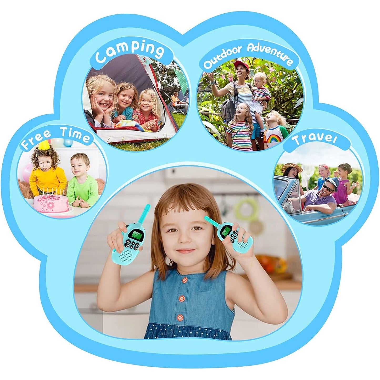 ULEWAY Walkie Talkie for Kids Rechargeable Radio 3km Range, Boy Girl Toy 4-12 Years 16 Channels, Walky Talky for Outdoor Adventure, Camping, Hiking 2 Pieces Pink Blue