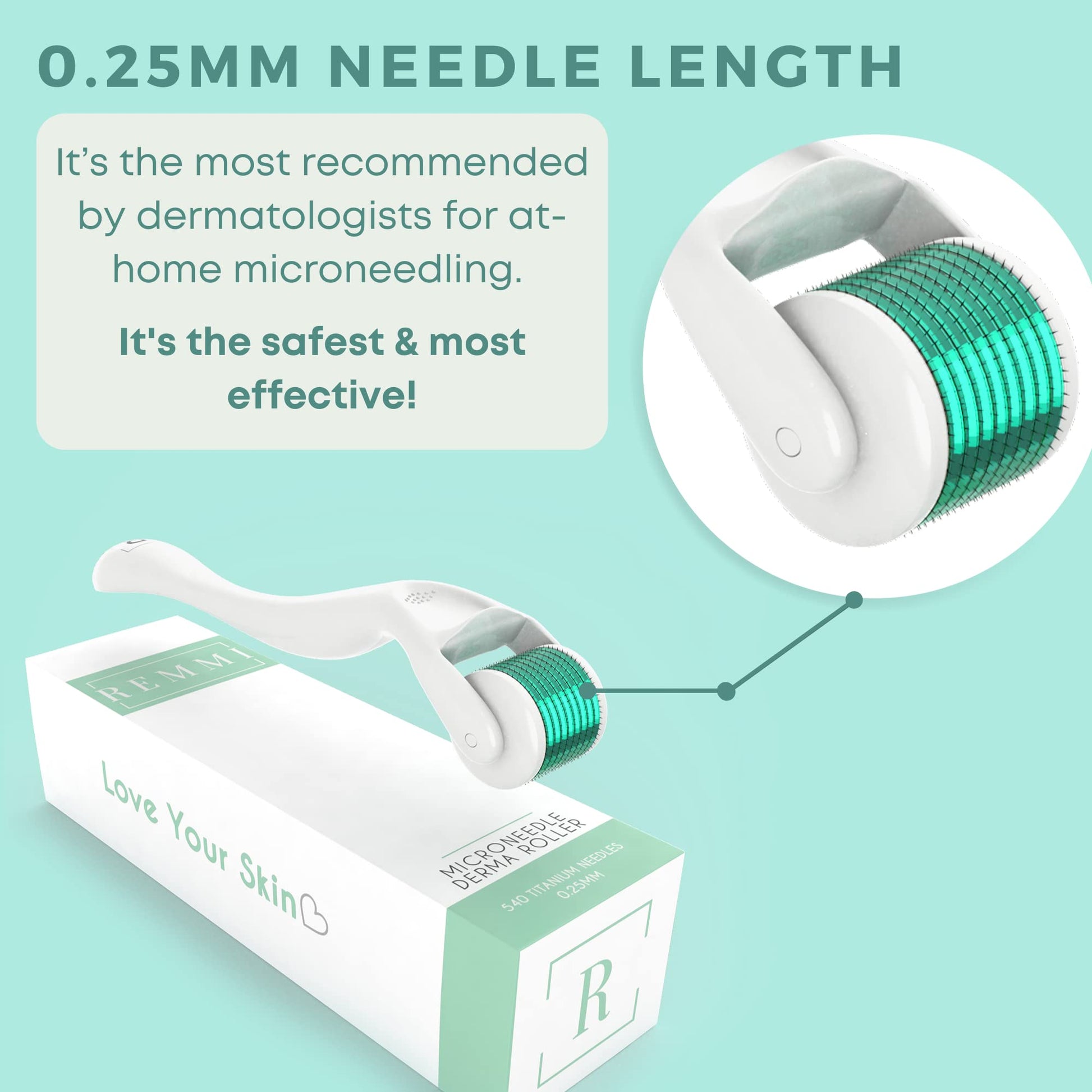 0.25mm Derma Roller Skin Care Tools | 540 Titanium Microneedle Roller | Micro Needler Face Roller | Microdermabrasion Facial Roller with Storage Case - Medaid International