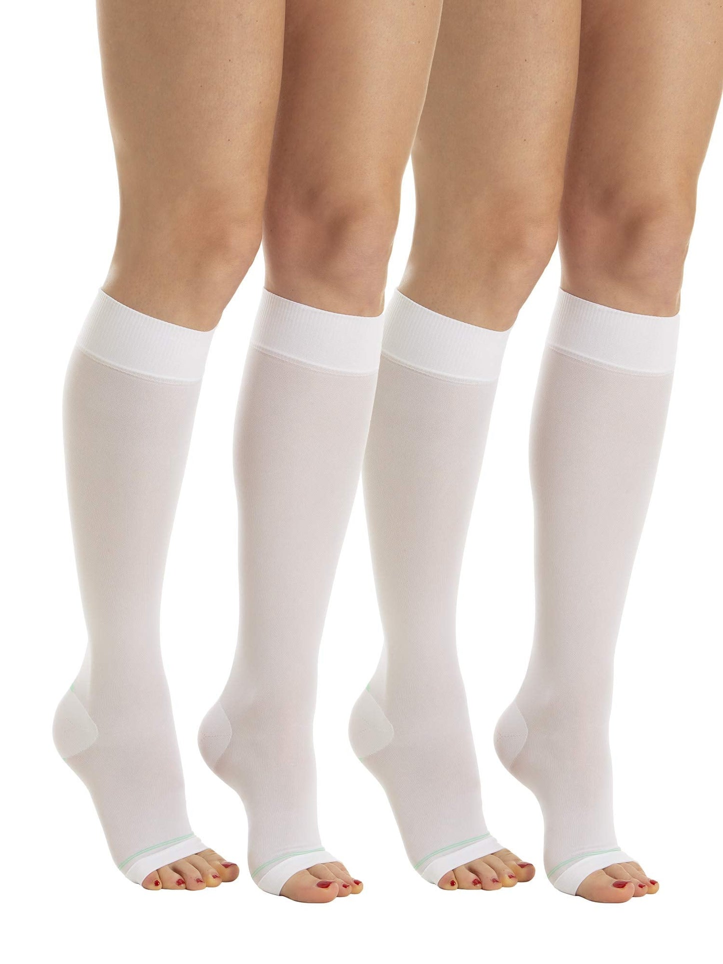 Relaxsan Compression Socks for Women and Men Made in Italy - 18-23 mmHg - Anti Embolism Stockings Open Toe - M0350A (2 Pairs - White, S) - Medaid International