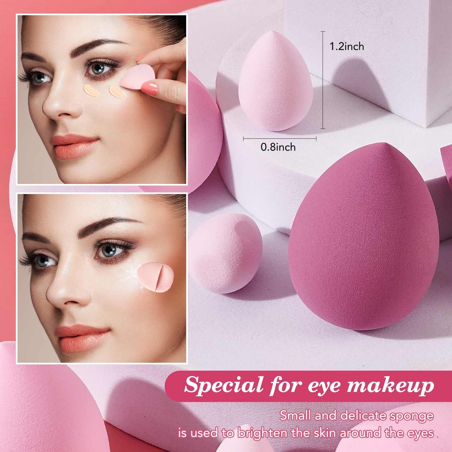 14PCS Makeup Sponge Set, Beauty Blender Sponge for Foundation Blending with 3PCS Mini Makeup Sponges & 4PCS Triangle Powder Puff, Soft Make Up Sponges for Face Cosmetic Applicator for Powder Liquid - Medaid International