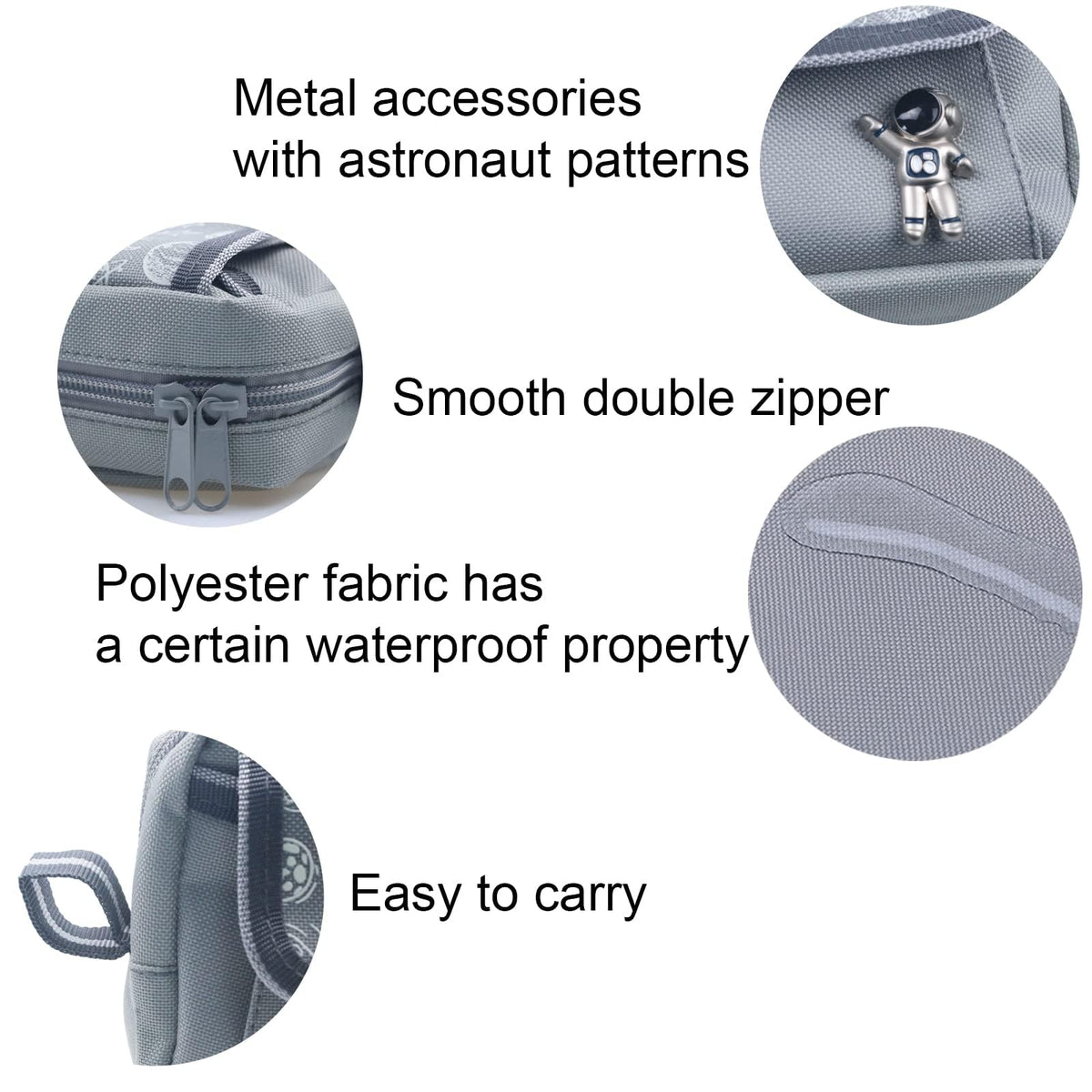 TERRIFI Big Capacity Space Astronaut Pencil Case, 3 Compartments Large Pencil Pouch, Pen Bag Organizer with Zipper for Adults, Girls, Boys, and College Office Essentials, Aesthetic Stationery (Grey)