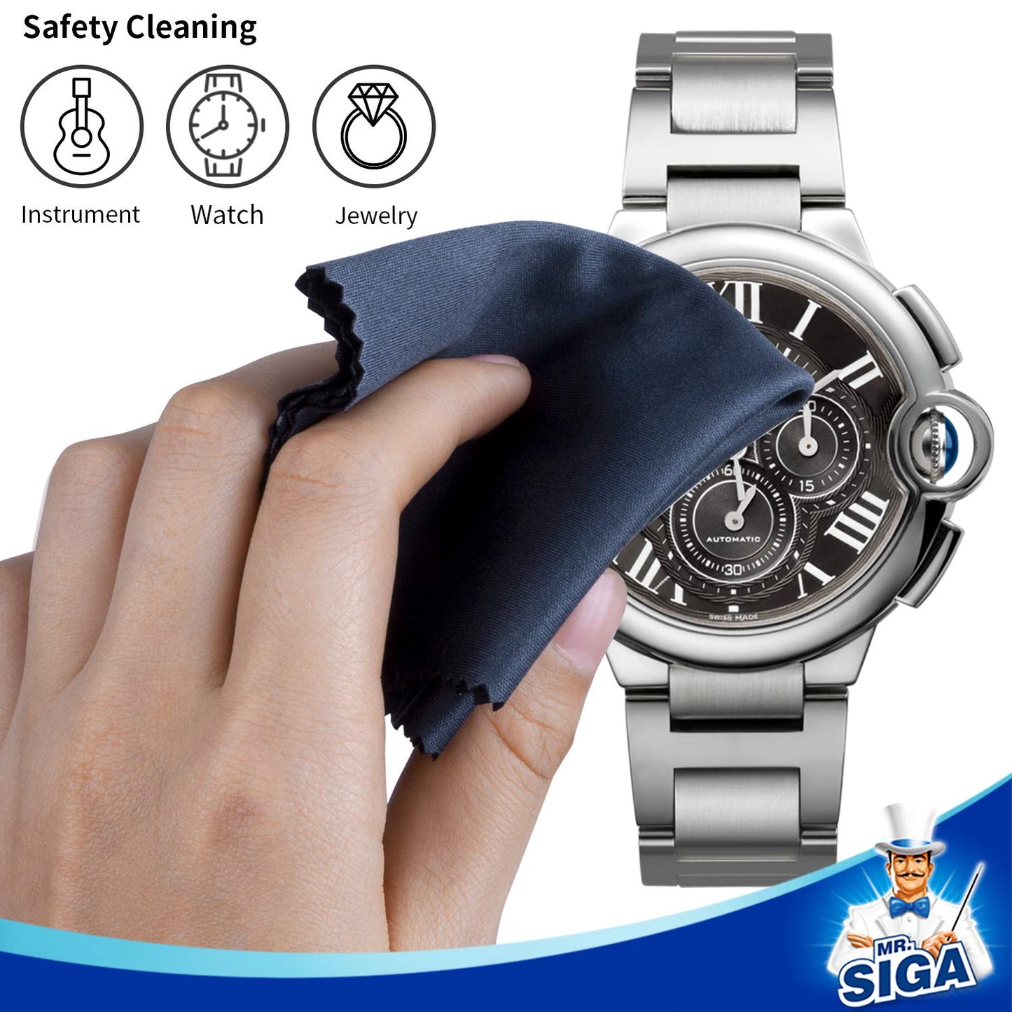 MR.SIGA Premium Microfiber Cleaning Cloths for Lens, Eyeglasses, Screens, Tablets, Glasses, 6 Pack, 6 x 7 inches (15 x 18 cm) - Medaid International