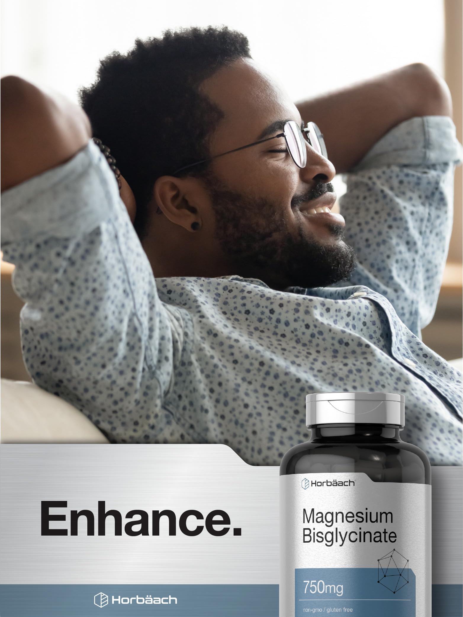Horbäach Magnesium Bisglycinate | 120 Capsules | 750mg | Non-GMO and Gluten Free Supplement - Medaid International
