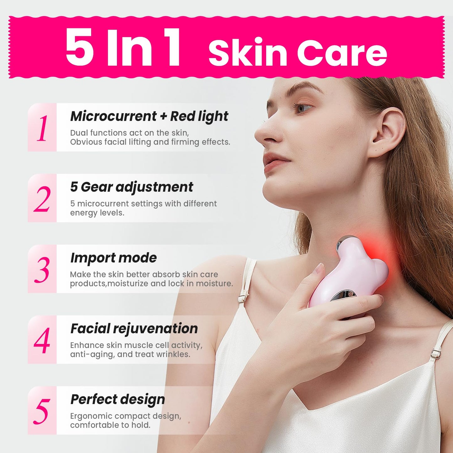 Hunvva Microcurrent Facial Device,Latest Red Light Technology,Enhances The Ability to Lift The Face and Tighten The Skin,Facial Wrinkle Equipment,Smart Photon Micro-Current Device,Model:EP-300. - Medaid International