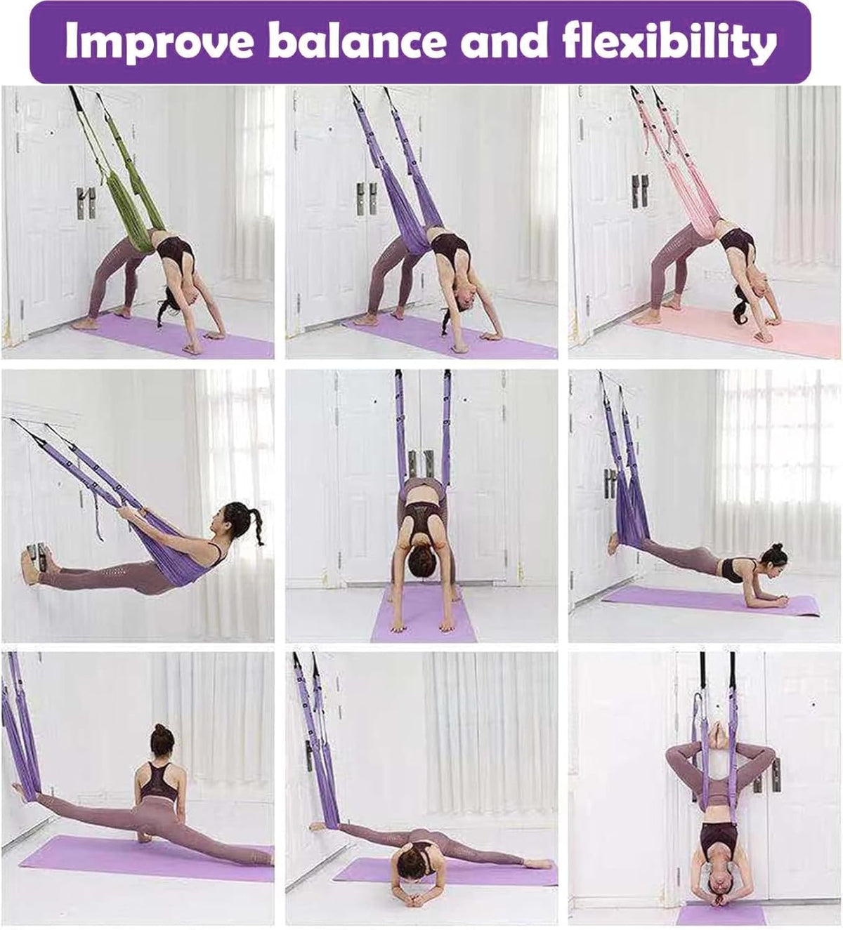 KASTWAVE Leg Stretcher Strap with Door Anchor, Yoga Stretching Rope for Backbend Training, Flexibility Equipment for Fitness Gymnastics Dance and Aerial Ballet, Pink