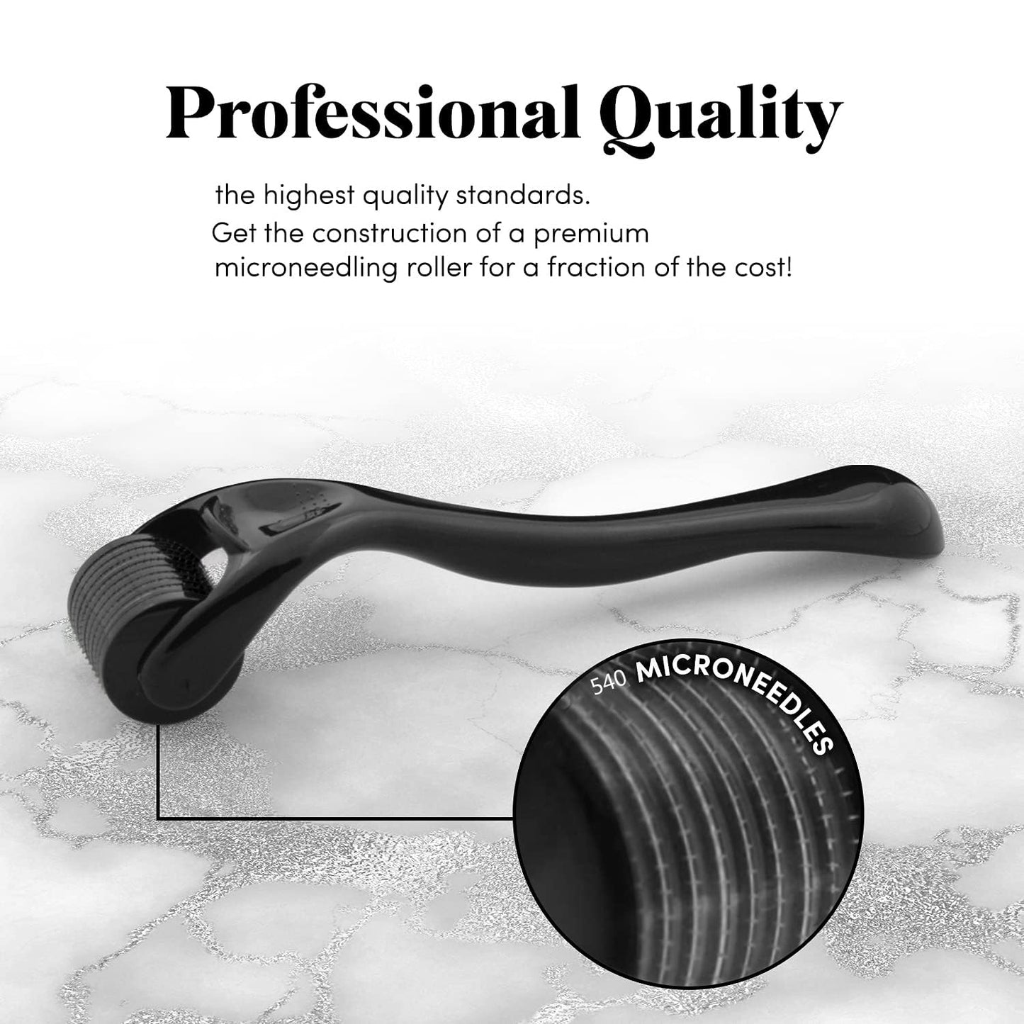 Derma Roller 540 Titanium Microneedles for Face, Scalp & Beard Care | 0.25mm Needle Depth | Premium Durable Design | Hypoallergenic & Easy-Clean | Unisex for Women & Men - Medaid International