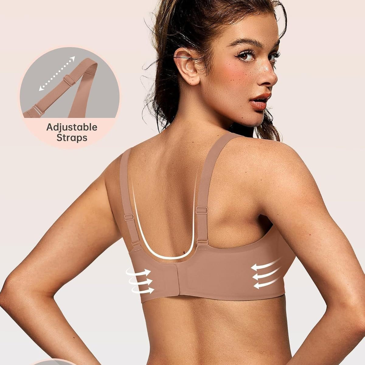 TERRIFI Women‘s Wireless Push Up Seamless Bra, V Neck Plunge Bralette, Soft Comfortable Tshirt Bra for Daily Wear (Grey Size M)