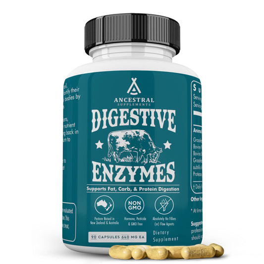 Ancestral Supplements Digestive Enzymes for Women & Men, 90 Capsules, with Probiotics and Grass Fed Beef Organs, Supports Gut Health, Digestive Health & Nutrient Absorption, Allergen Free, Non GMO - Medaid International