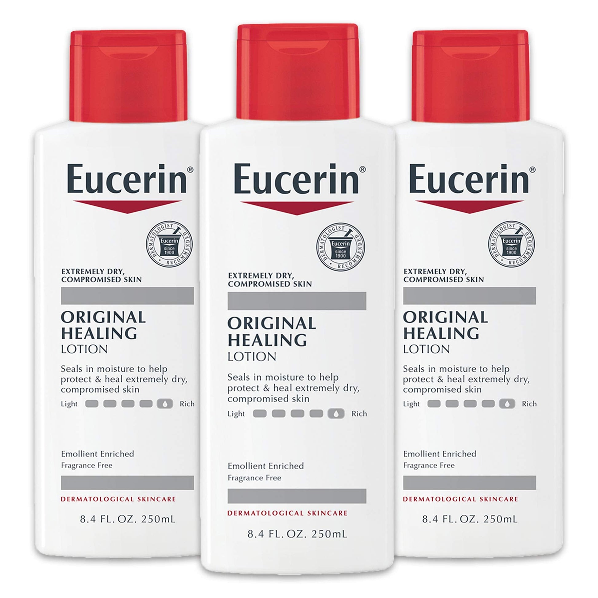 Eucerin Original Healing Lotion - Fragrance Free, Rich Lotion for Extremely Dry Skin - 8.4 fl. oz. Bottle (Pack of 3) - Medaid International