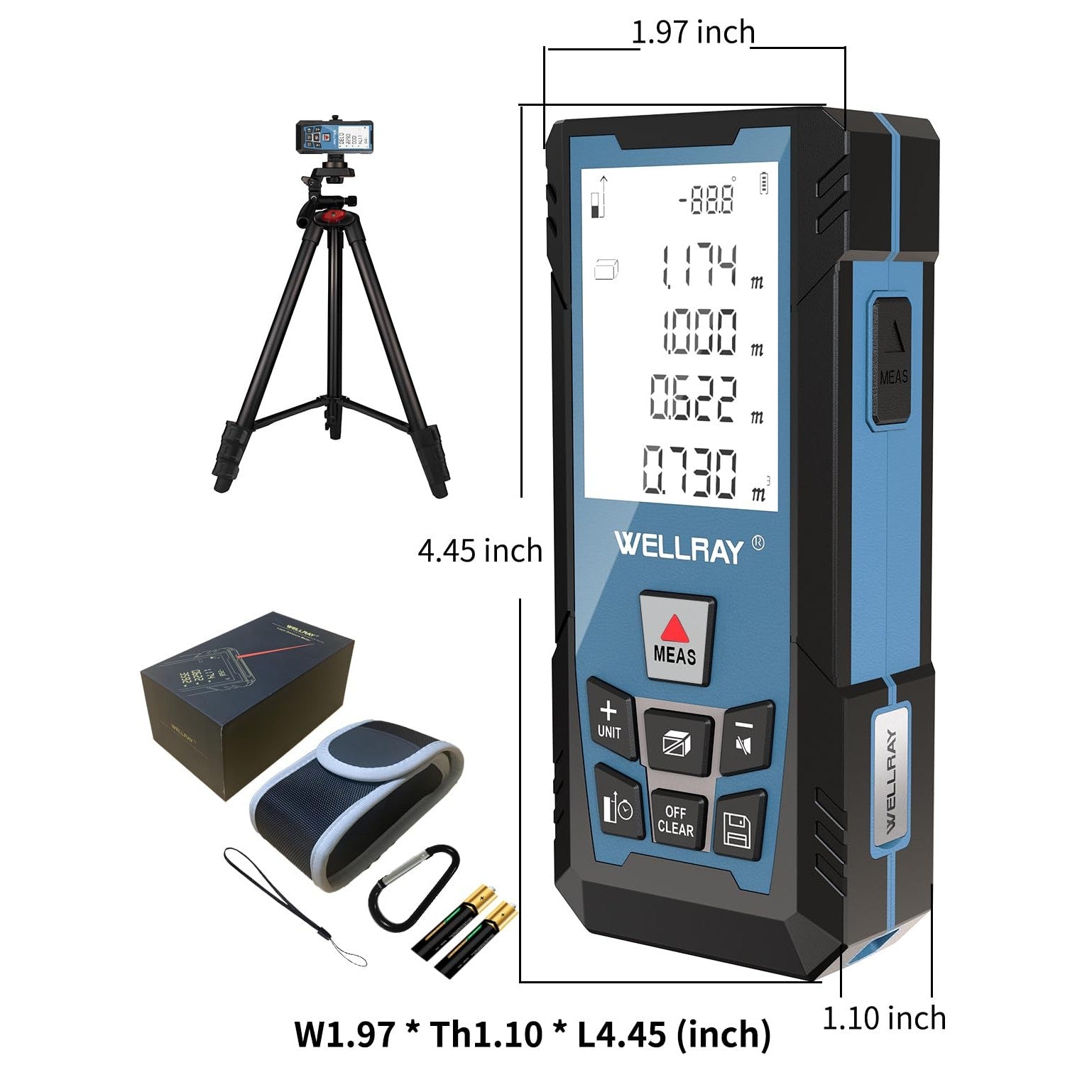 WELLRAY 500Ft Laser Measuring Tool Distance Laser Measurement Tool Square Footage Engineer 150M Digital Tape Measure with Laser Metro Construction Meters Device Electronic Horizontal Calibration - Medaid International