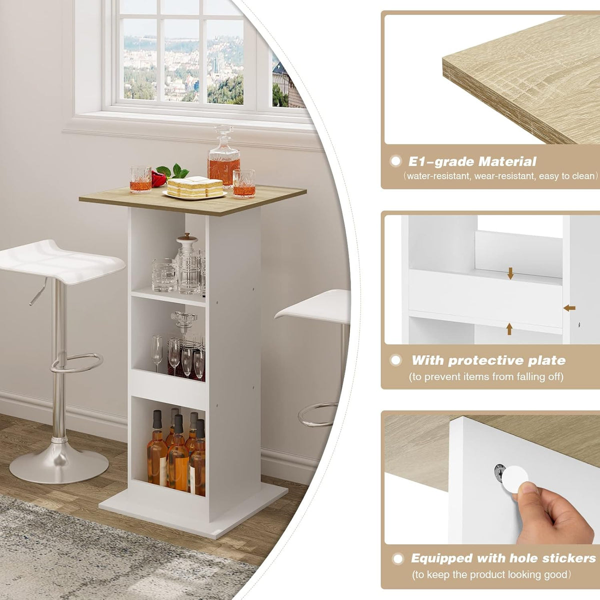 WOLTU Square Bar Table (BT36WHE)