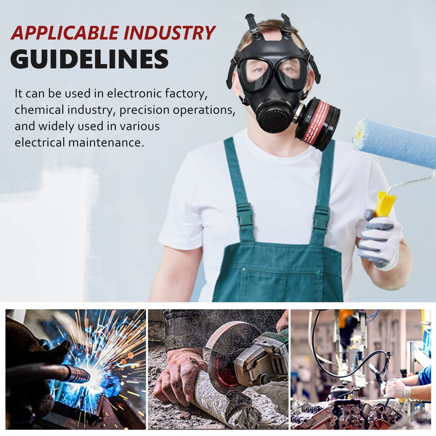 Lamanis Half Face Respirator, Reusable Chemical Respirator with 8 Pieces Cotton Filters, Drawing and Gas Goggles