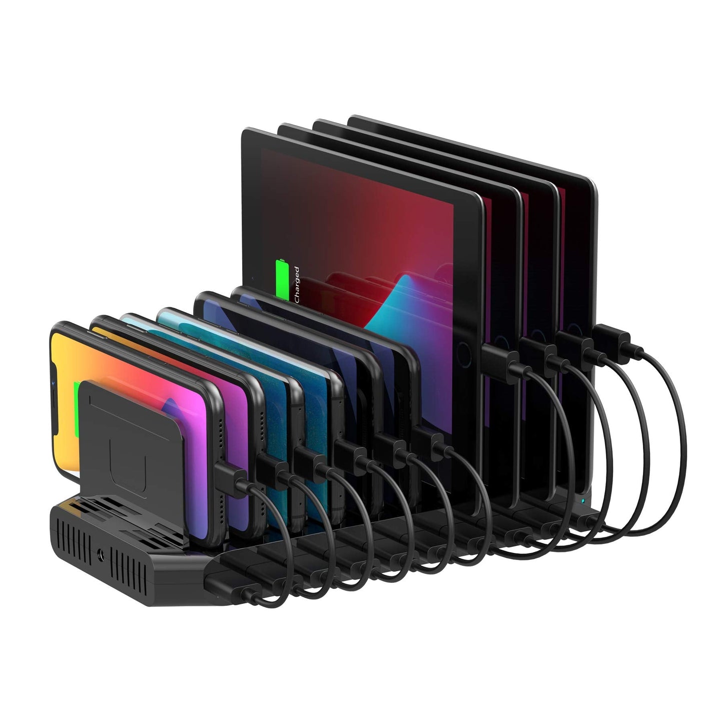 Unitek USB Charging Station, 10 USB Fast Ports Charge Docking Station and Adjustable Dividers, Multi Device Charger Organizer Compatible with iPad, iPhone, Tablet and Cell Phone - Medaid International