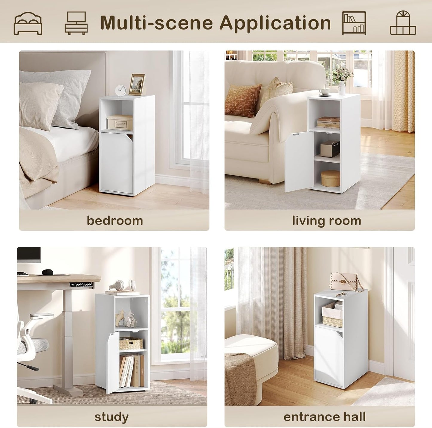 WOLTU Narrow Bedside Table (NTS16WS)
