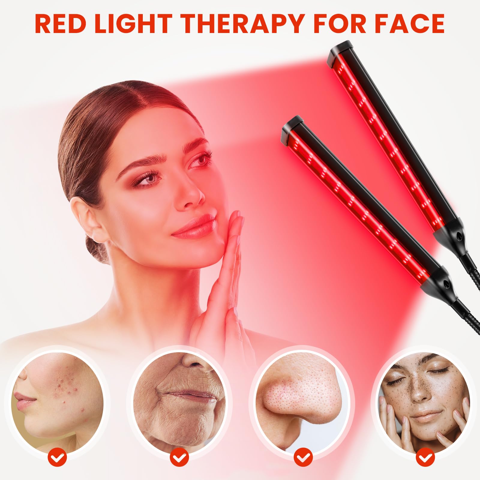 Viconor Red Light Therapy Lamp,4 Head Infrared Light Therapy for Body Device with Adjustable Stand-660nm Red Light＆850nm Near Infrared Light Therapy Device for Face,Body,Pain,Skin at Home - Medaid International
